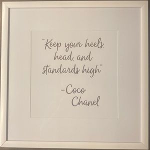 Coco Chanel quote frame. All white frame.